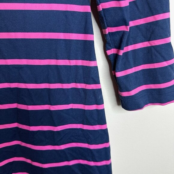 J‎ McLaughlin Lynn Henley Catalina Cloth Navy Blue Pink Striped Dress Size Small - Picture 9 of 14